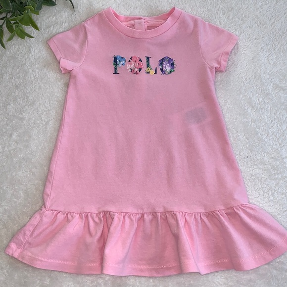 Ralph Lauren Pink POLO T-shirt Dress 9M EUC - Picture 2 of 10